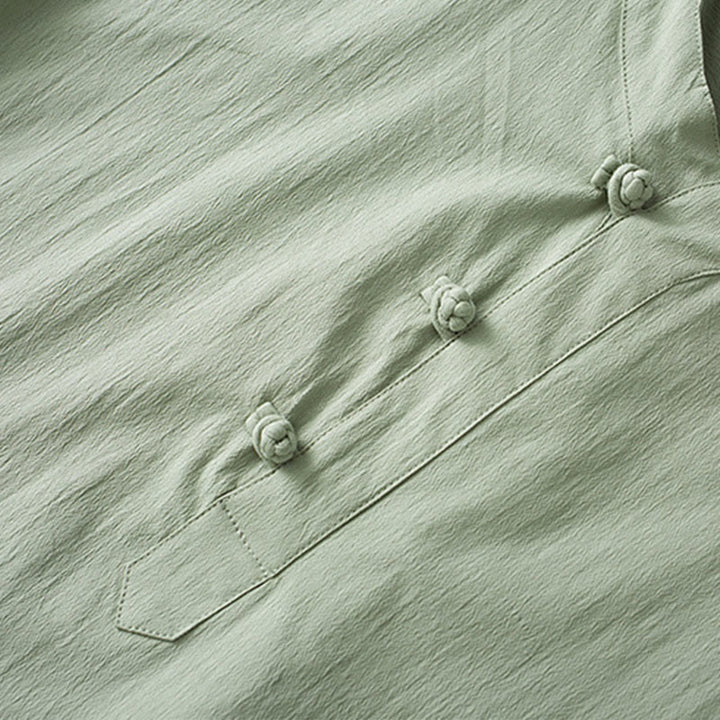 Chemise à manches trois-quarts et pantalon à boutons de grenouille Buddha Stones pour homme - image 16