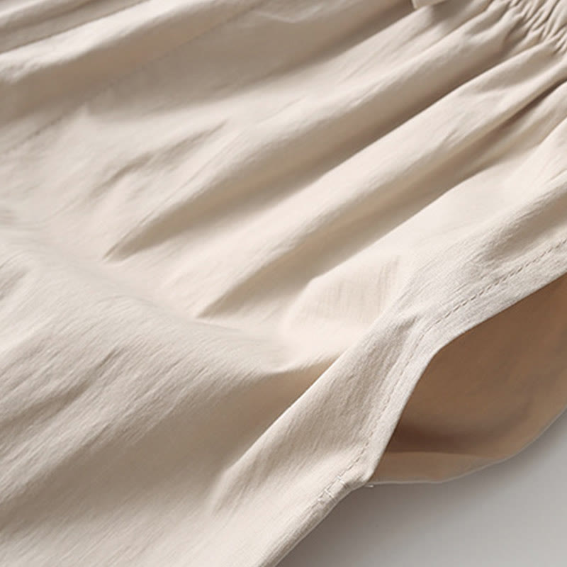 Chemise à manches trois-quarts à boutons de grenouille Buddha Stones Tang Pantalon à jambe large Costume pour homme en coton et lin - image 15