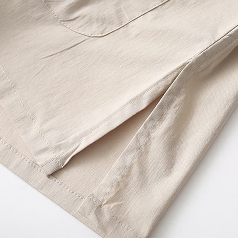 Chemise à manches trois-quarts à boutons de grenouille Buddha Stones Tang Pantalon à jambe large Costume pour homme en coton et lin - image 13