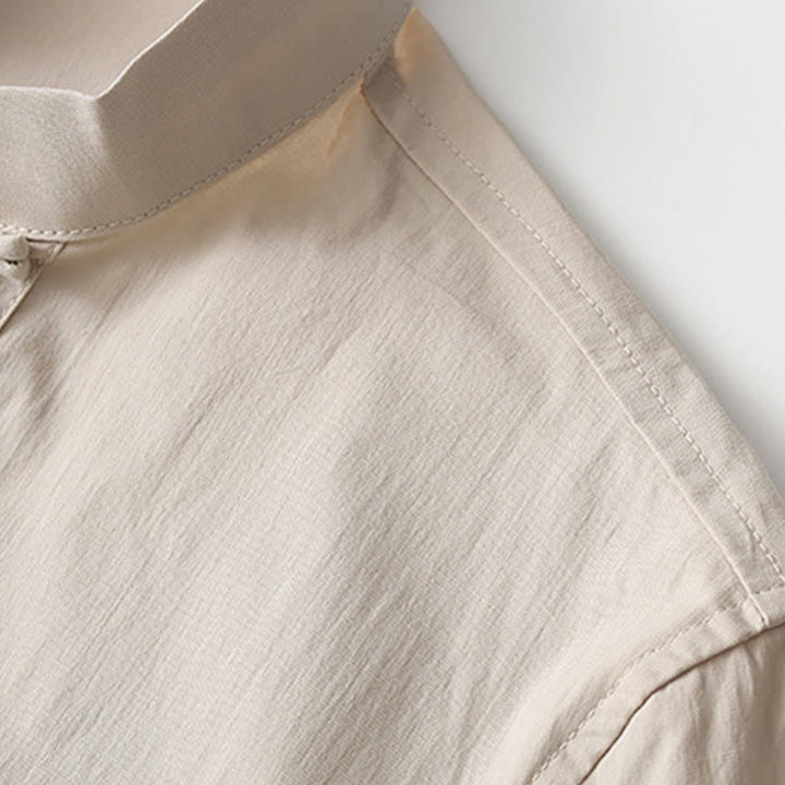 Chemise à manches trois-quarts à boutons de grenouille Buddha Stones Tang Pantalon à jambe large Costume pour homme en coton et lin - image 10