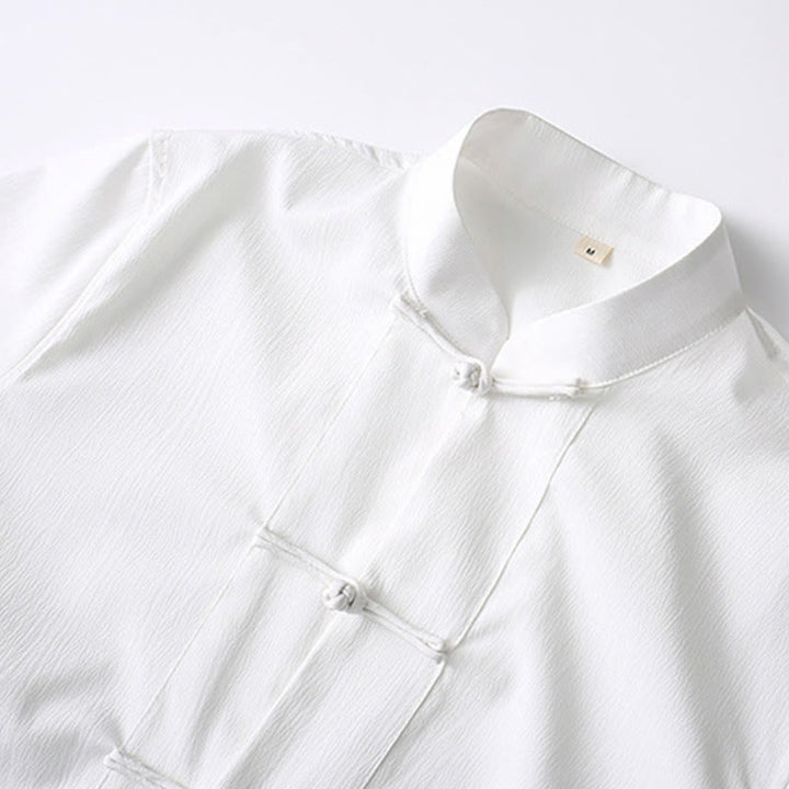 Chemise à manches courtes et pantalon large à boutons de grenouille Buddha Stones Tang pour homme