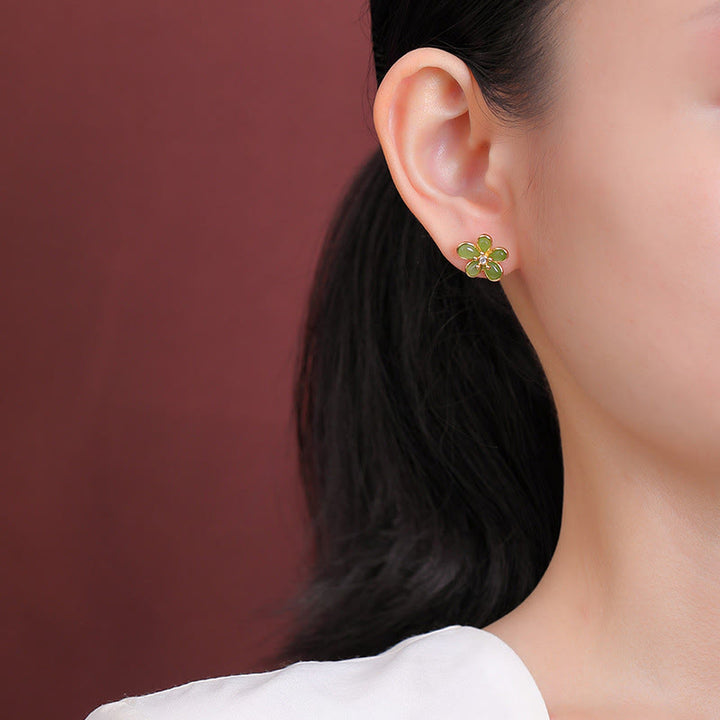 Buddha Stones et jade Hetian en forme de fleur