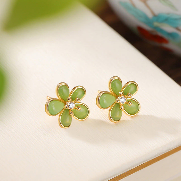 Buddha Stones et jade Hetian en forme de fleur