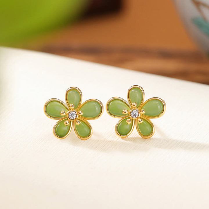 Buddha Stones et jade Hetian en forme de fleur
