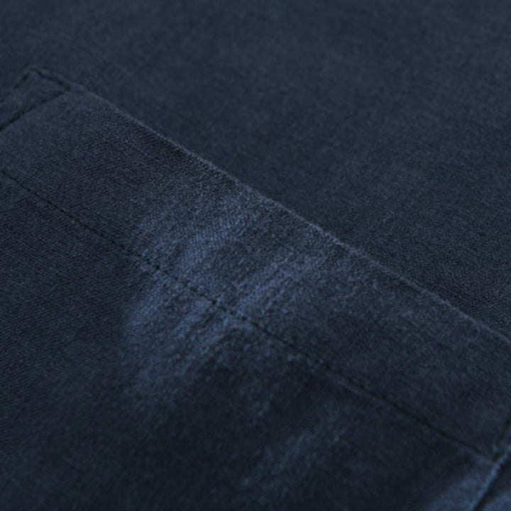 Chemise ample à manches longues et demi-bouton en lin pour homme Buddha Stones , couleur unie