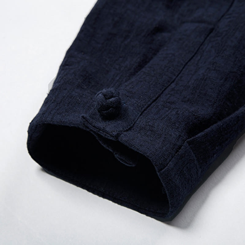 Veste en coton et lin pour homme, couleur unie, style chinois, Buddha Stones - image 17