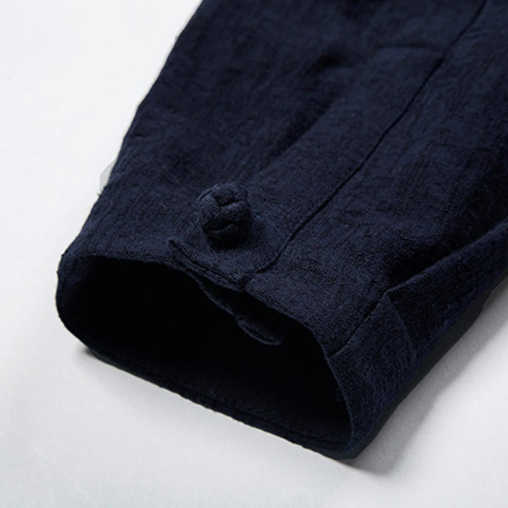 Veste en coton et lin pour homme, couleur unie, style chinois, Buddha Stones - image 19