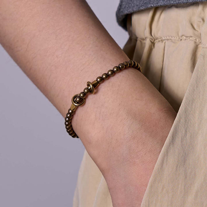 Bracelet couple design perles en cuivre et laiton Buddha Stones Wealth Self Care - image 5