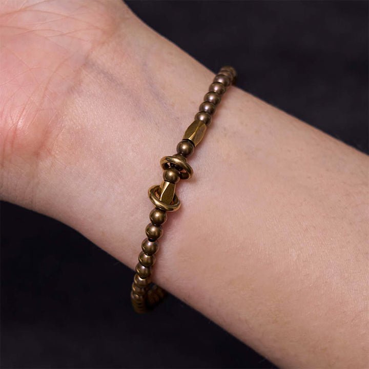 Bracelet couple design perles en cuivre et laiton Buddha Stones Wealth Self Care - image 6