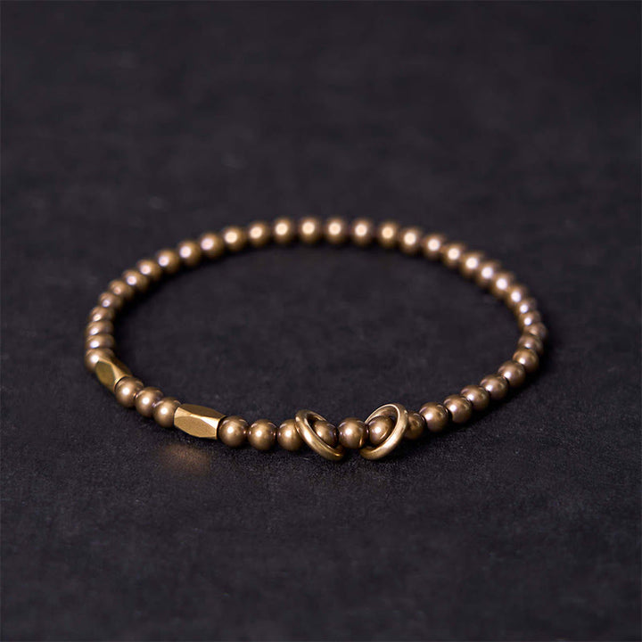 Bracelet couple design perles en cuivre et laiton Buddha Stones Wealth Self Care - Laiton - 20-21 cm - image 0