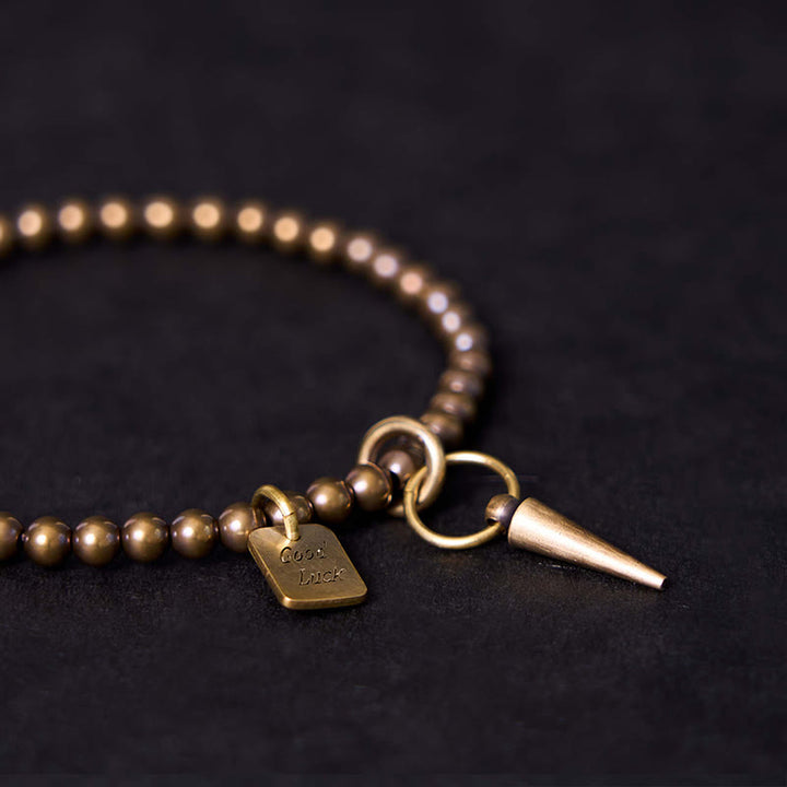 Bracelet d'équilibre de la fortune avec perles en cuivre et laiton vintage Buddha Stones - image 7