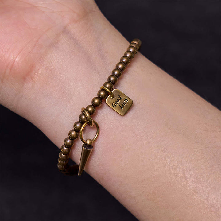 Bracelet d'équilibre de la fortune avec perles en cuivre et laiton vintage Buddha Stones - image 8