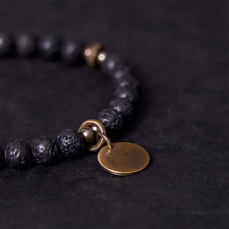 Bracelet de guérison apaisant en perles de pierre de lave naturelle Buddha Stones - image 4