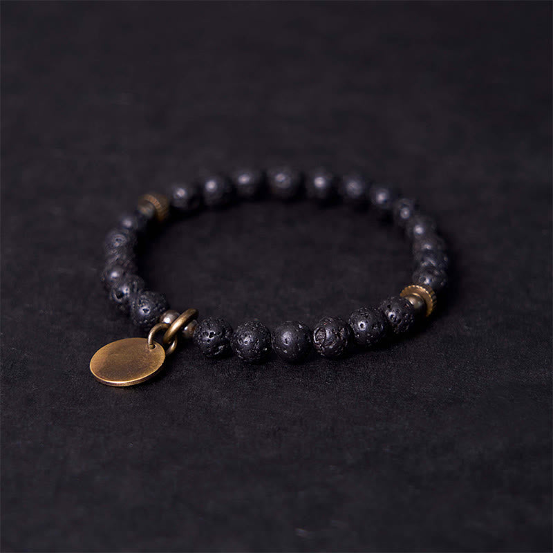 Bracelet de guérison apaisant en perles de pierre de lave naturelle Buddha Stones - image 3