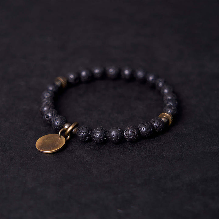 Bracelet de guérison apaisant en perles de pierre de lave naturelle Buddha Stones - image 3