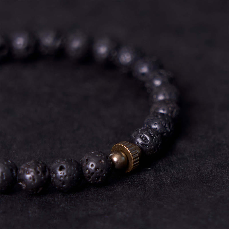 Bracelet de guérison apaisant en perles de pierre de lave naturelle Buddha Stones - image 5