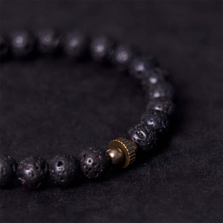 Bracelet de guérison apaisant en perles de pierre de lave naturelle Buddha Stones - image 5