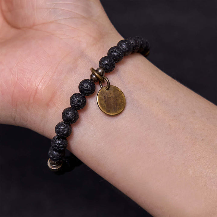 Bracelet de guérison apaisant en perles de pierre de lave naturelle Buddha Stones - image 8