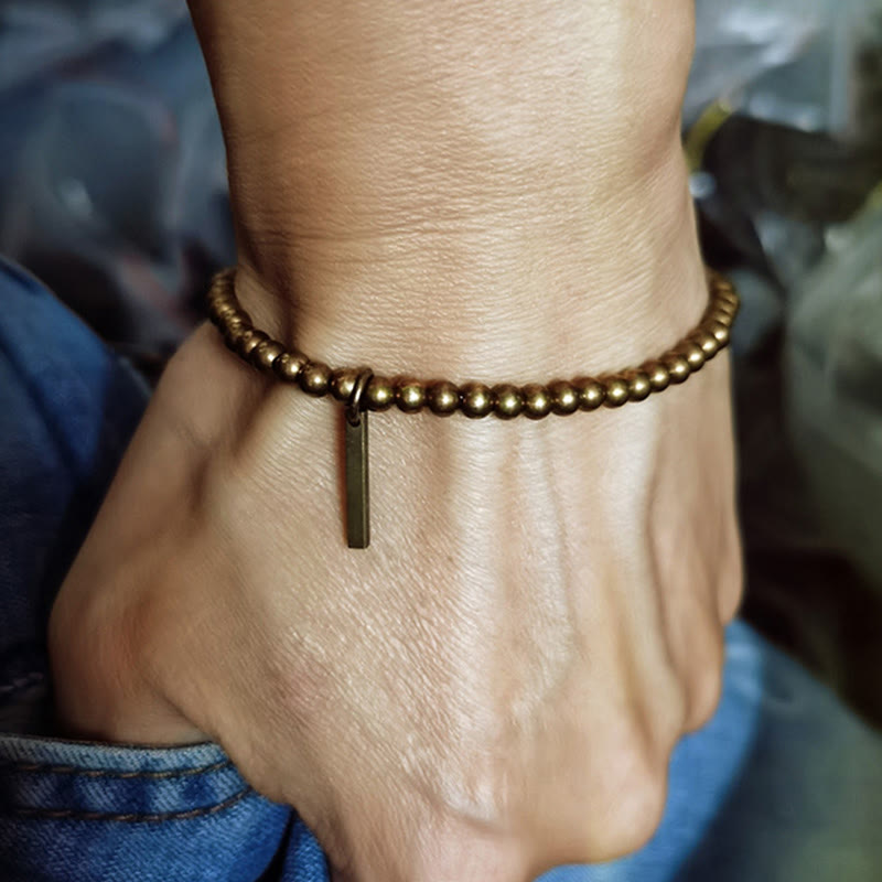 Bracelet de guérison et d'auto-soin en perles de cuivre et de laiton pur avec Buddha Stones - image 5