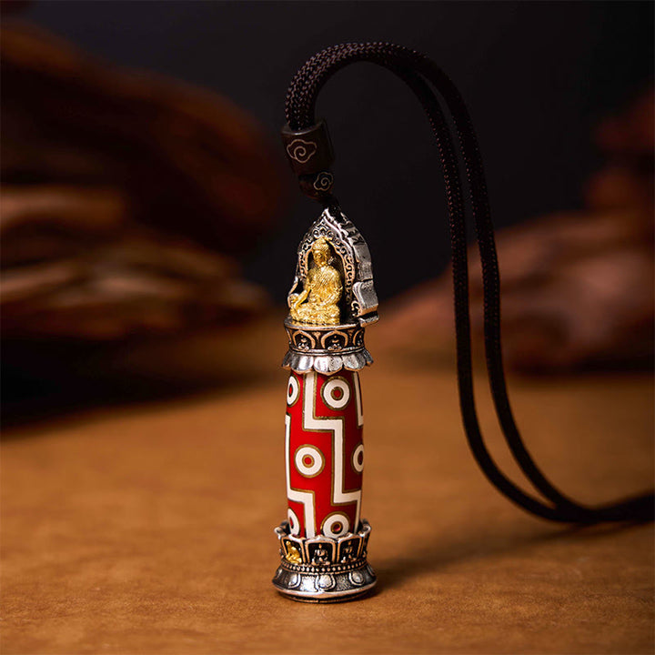 Collier pendentif de protection en perles Dzi à neuf yeux Buddha Stones de médecine tibétaine - image 2