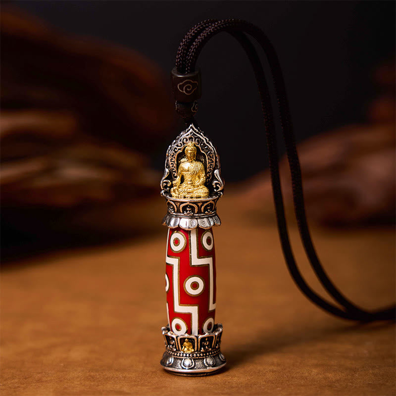 Collier pendentif de protection en perles Dzi à neuf yeux Buddha Stones de médecine tibétaine - Perle Dzi à neuf yeux du Bouddha de la Médecine - image 0