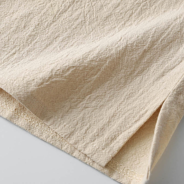 Chemise boutonnée à manches longues en coton et lin pour homme, couleur unie , Buddha Stones - image 9