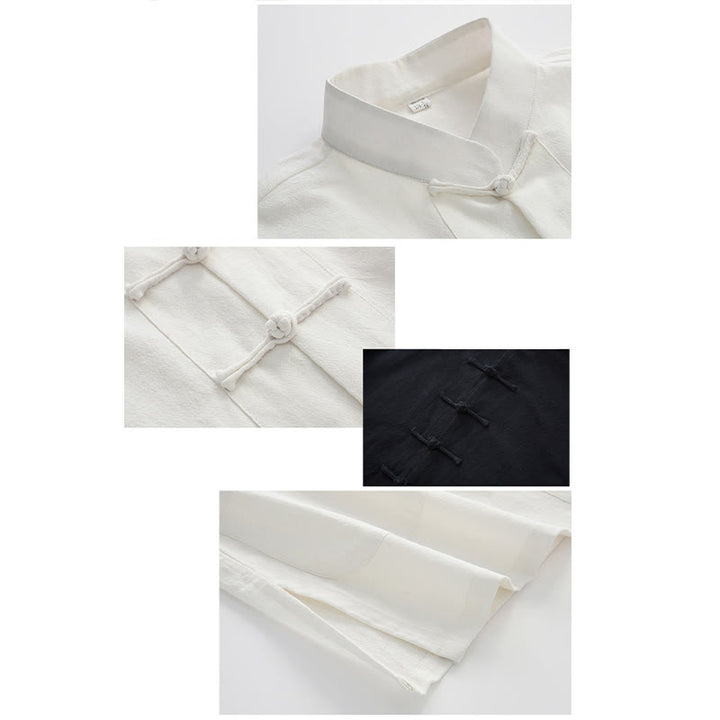 Chemise à manches longues à boutons de grenouille Buddha Stones Tang en coton pour hommes - image 9