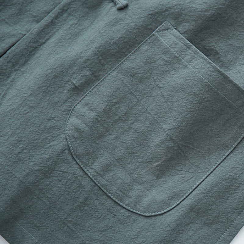 Chemise à manches longues à boutons de grenouille Buddha Stones Tang en coton pour hommes