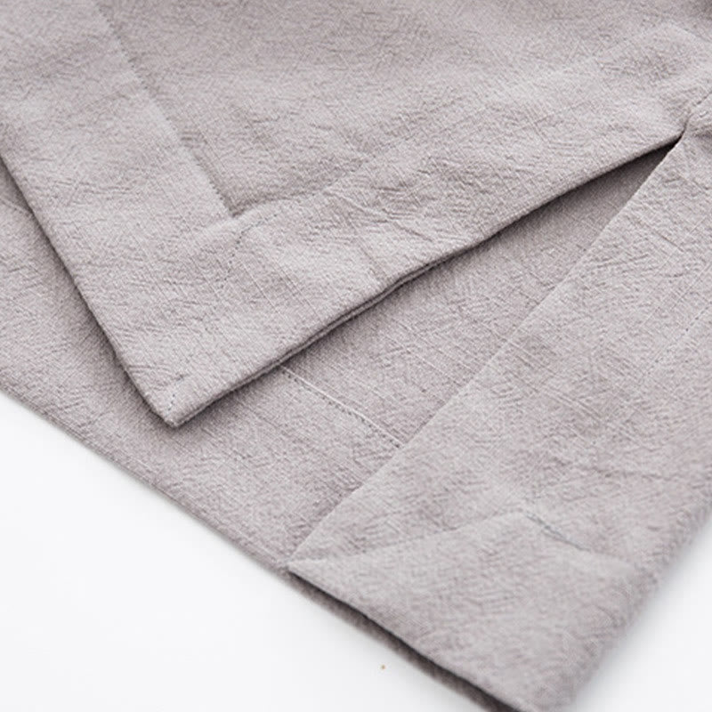 Chemise à manches longues à boutons de grenouille Buddha Stones Tang en coton et lin pour hommes