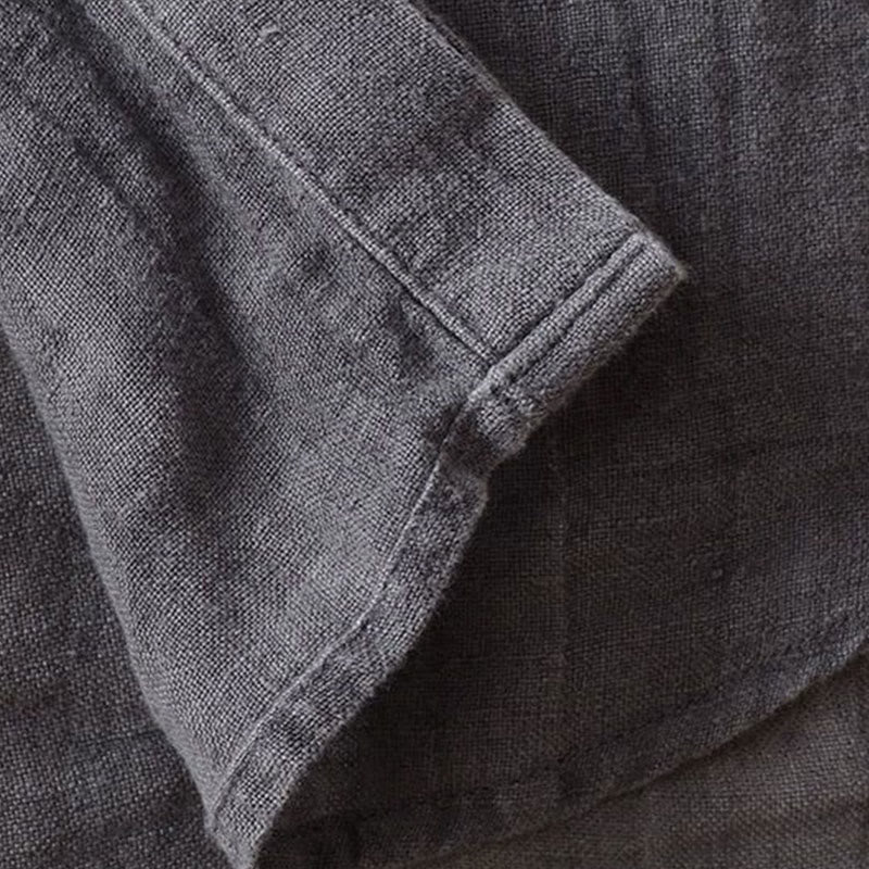 Chemise homme Buddha Stones, couleur unie, revers, manches longues, confortable, boutonnée, en coton et lin - image 6