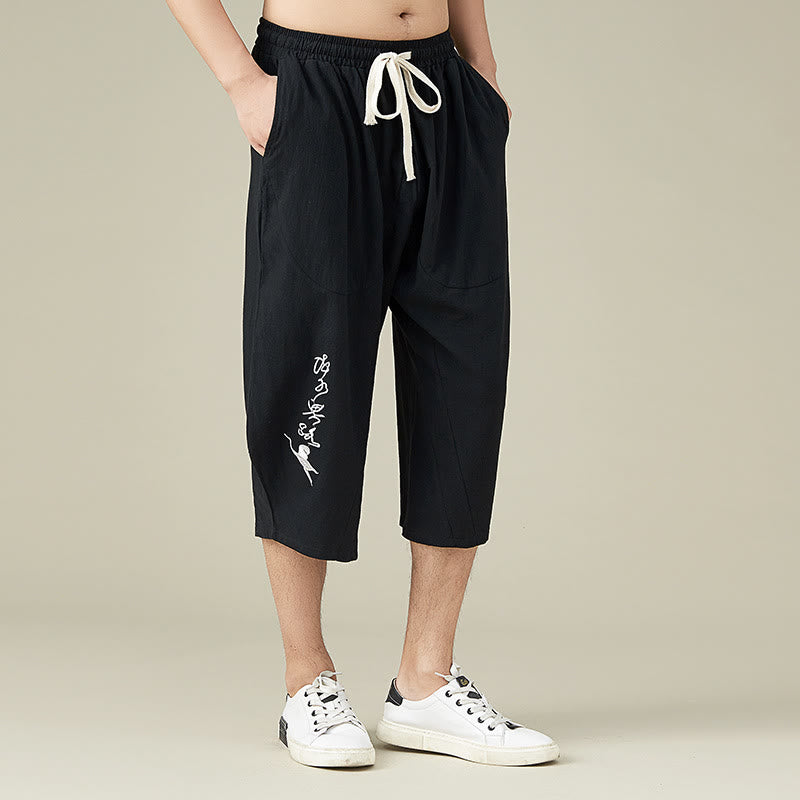 Buddha Stones Short décontracté à jambe droite pour homme de couleur unie avec poches Pantalon de loisirs en coton pour homme - image 7