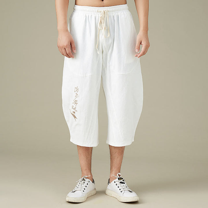 Pantalon fuselé décontracté en coton uni Buddha Stones pour homme, avec poches - Blanc - US/UK/AU54，EU64 (9XL) - image 0