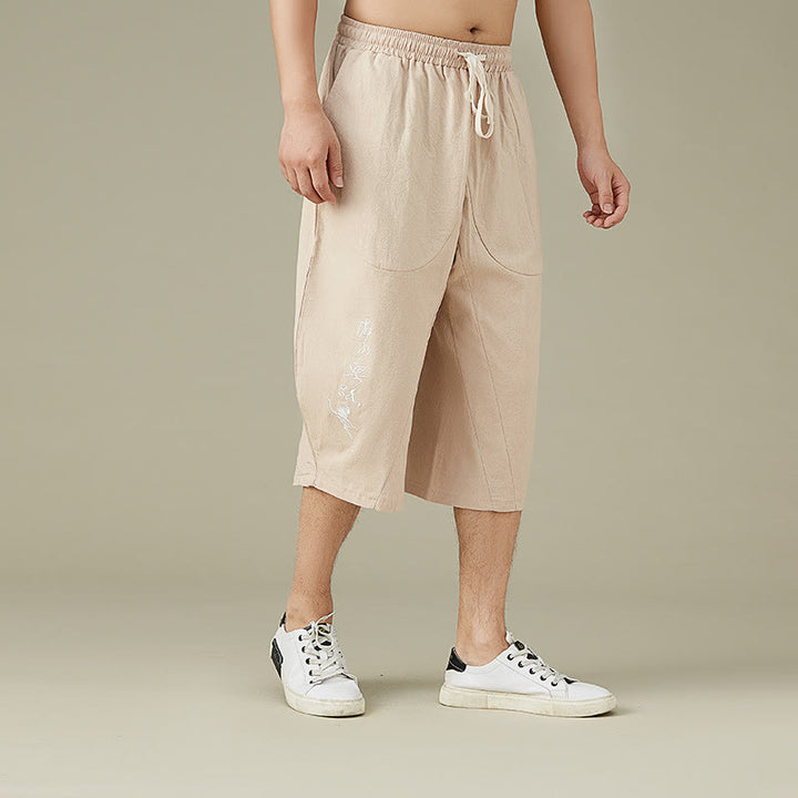 Pantalon fuselé décontracté en coton uni Buddha Stones pour homme, avec poches - image 9