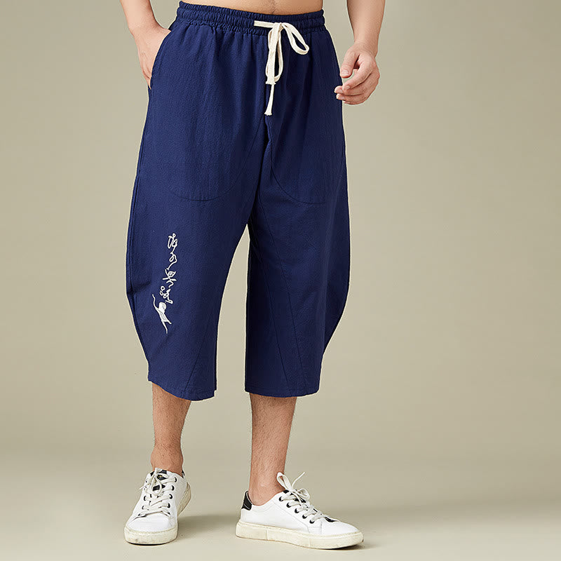 Buddha Stones Short décontracté à jambe droite pour homme de couleur unie avec poches Pantalon de loisirs en coton pour homme - image 12