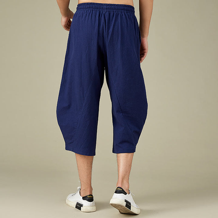 Pantalon fuselé décontracté en coton uni Buddha Stones pour homme, avec poches - image 14