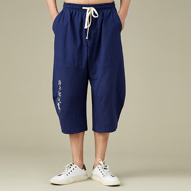 Buddha Stones Short décontracté à jambe droite pour homme de couleur unie avec poches Pantalon de loisirs en coton pour homme - Bleu foncé - US/UK/AU54，EU64 (9XL) - image 11