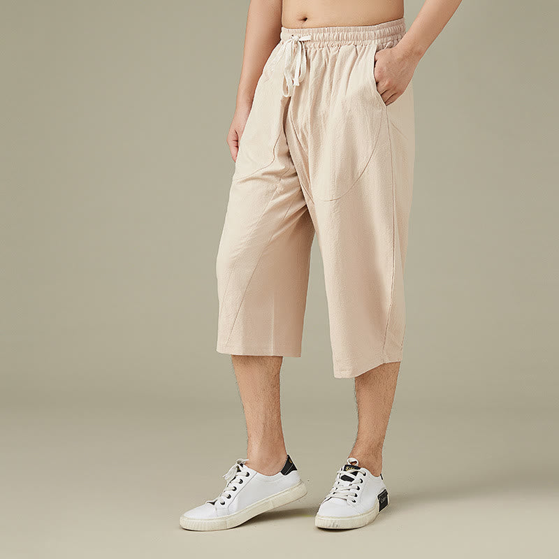 Pantalon fuselé décontracté en coton uni Buddha Stones pour homme, avec poches - image 10