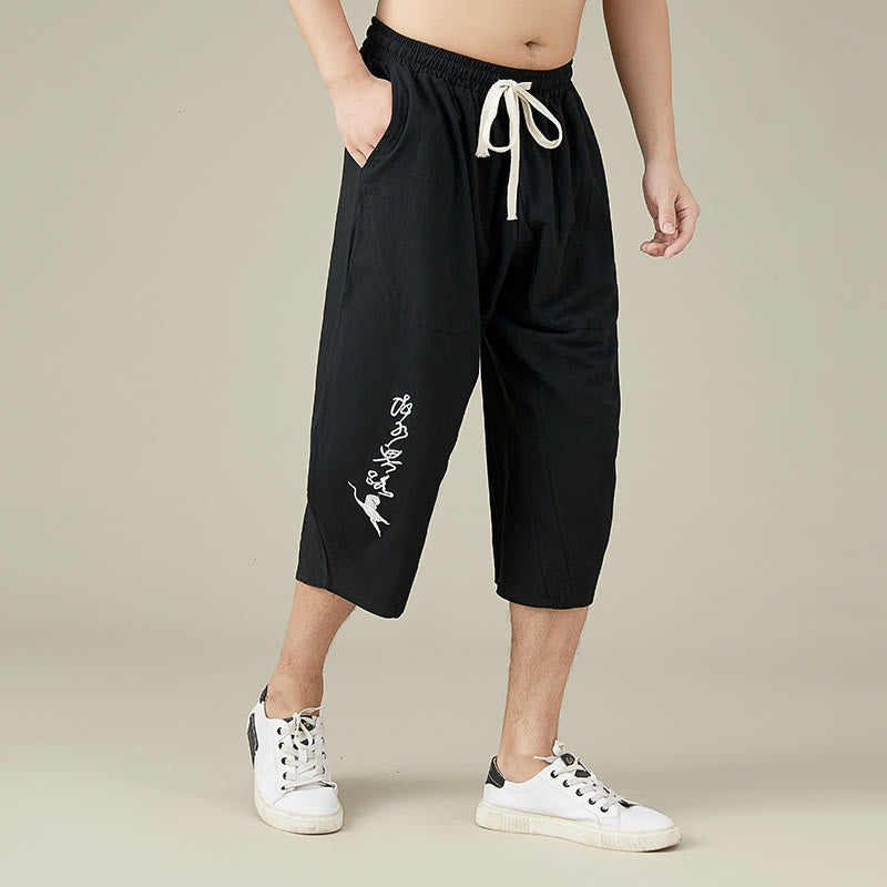 Pantalon fuselé décontracté en coton uni Buddha Stones pour homme, avec poches - image 6
