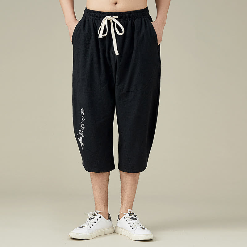 Buddha Stones Short décontracté à jambe droite pour homme de couleur unie avec poches Pantalon de loisirs en coton pour homme - Noir - US/UK/AU54，EU64 (9XL) - image 5