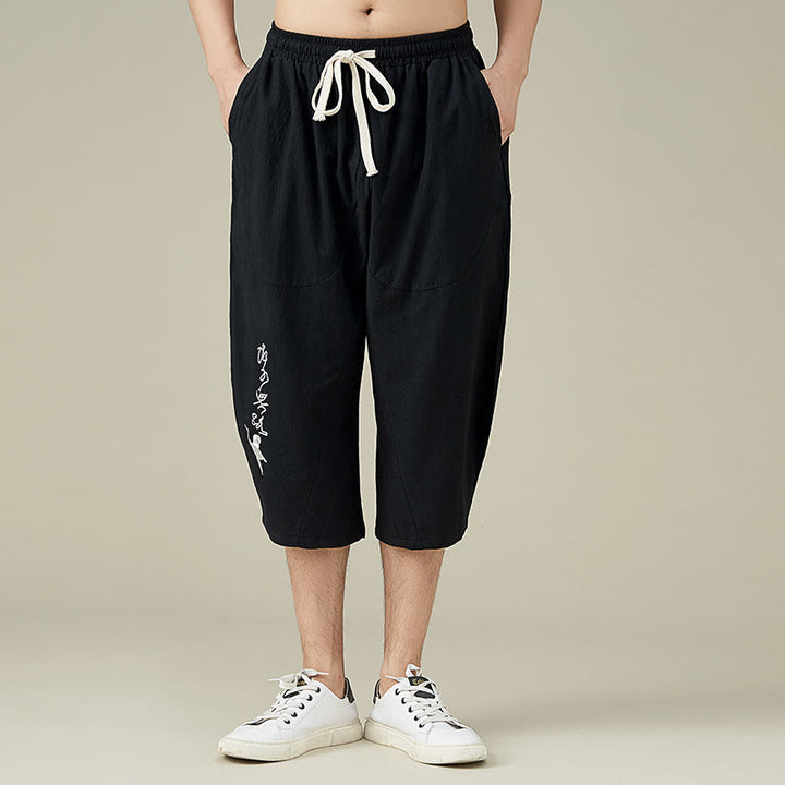 Buddha Stones Short décontracté à jambe droite pour homme de couleur unie avec poches Pantalon de loisirs en coton pour homme - Noir - US/UK/AU54，EU64 (9XL) - image 5