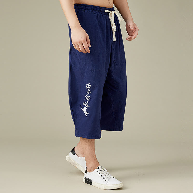 Buddha Stones Short décontracté à jambe droite pour homme de couleur unie avec poches Pantalon de loisirs en coton pour homme - image 13