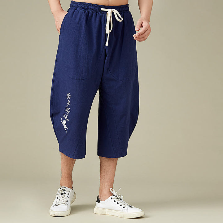 Pantalon fuselé décontracté en coton uni Buddha Stones pour homme, avec poches - image 12