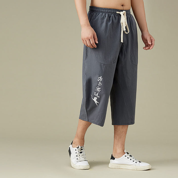 Buddha Stones Short décontracté à jambe droite pour homme de couleur unie avec poches Pantalon de loisirs en coton pour homme - image 4