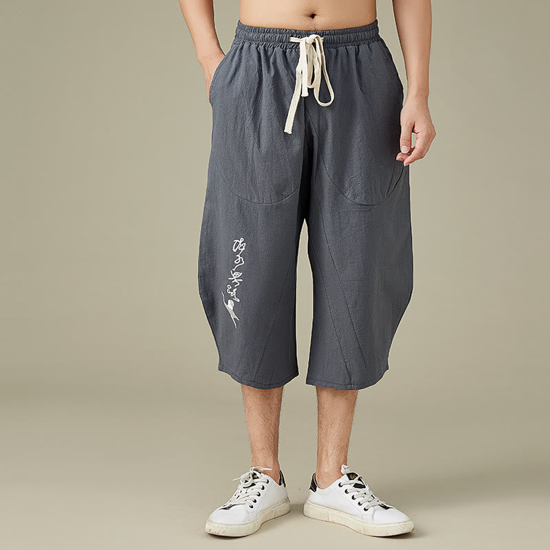 Buddha Stones Short décontracté à jambe droite pour homme de couleur unie avec poches Pantalon de loisirs en coton pour homme - Gris - US/UK/AU54，EU64 (9XL) - image 3