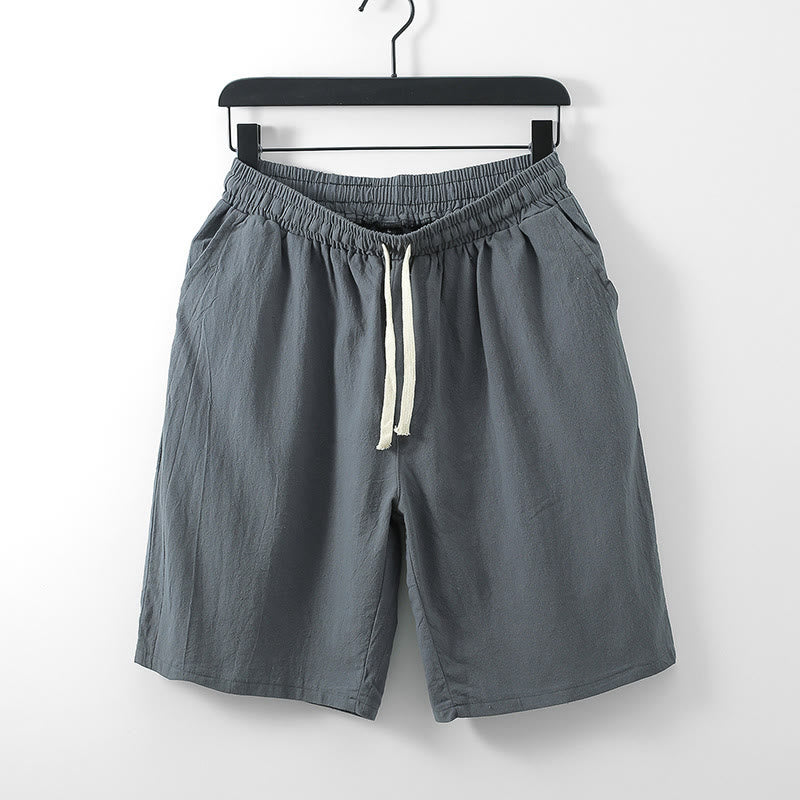 Short droit homme en coton uni, motif Buddha Stones, avec poches. - Gris - US/UK/AU54，EU64 (9XL) - image 0