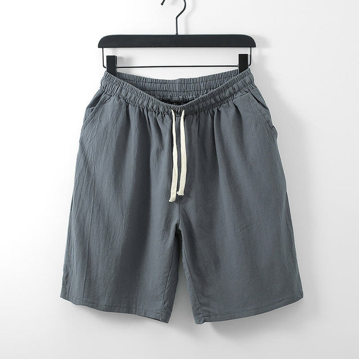 Short droit homme en coton uni, motif Buddha Stones, avec poches. - Gris - US/UK/AU54，EU64 (9XL) - image 0