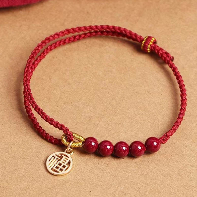 Bracelet tressé fait main en fil rouge avec Buddha Stones