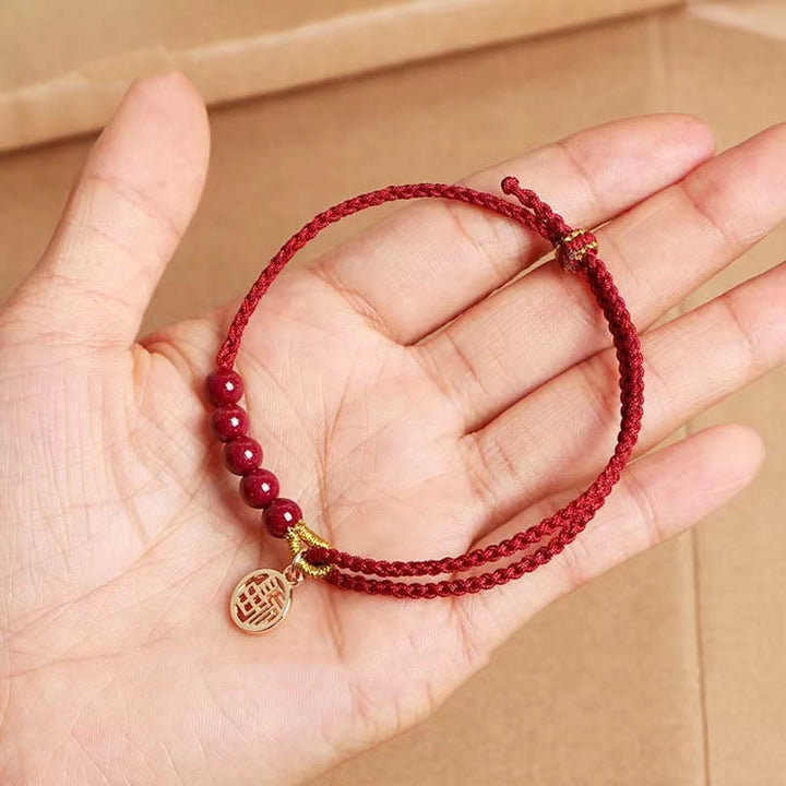 Bracelet tressé fait main en fil rouge avec Buddha Stones