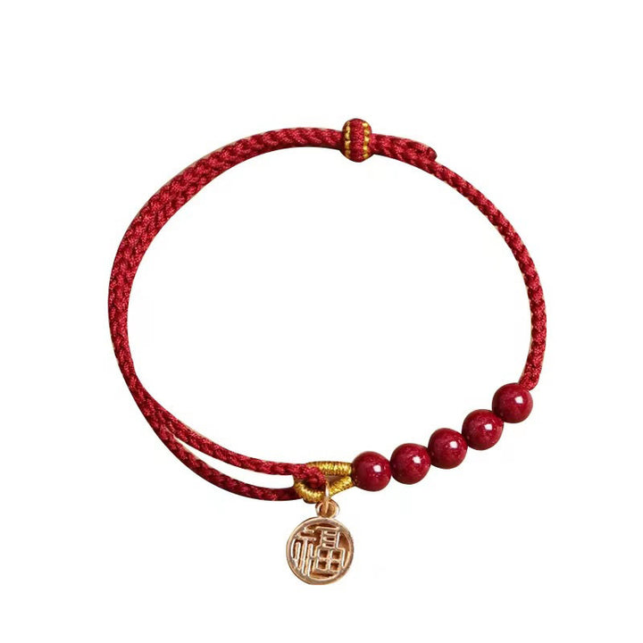 Bracelet tressé fait main en fil rouge avec Buddha Stones