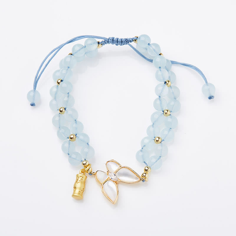 Buddha Stones Bracelet de guérison en bambou, aigue-marine naturelle, améthyste, pierre de lune et papillon - image 4